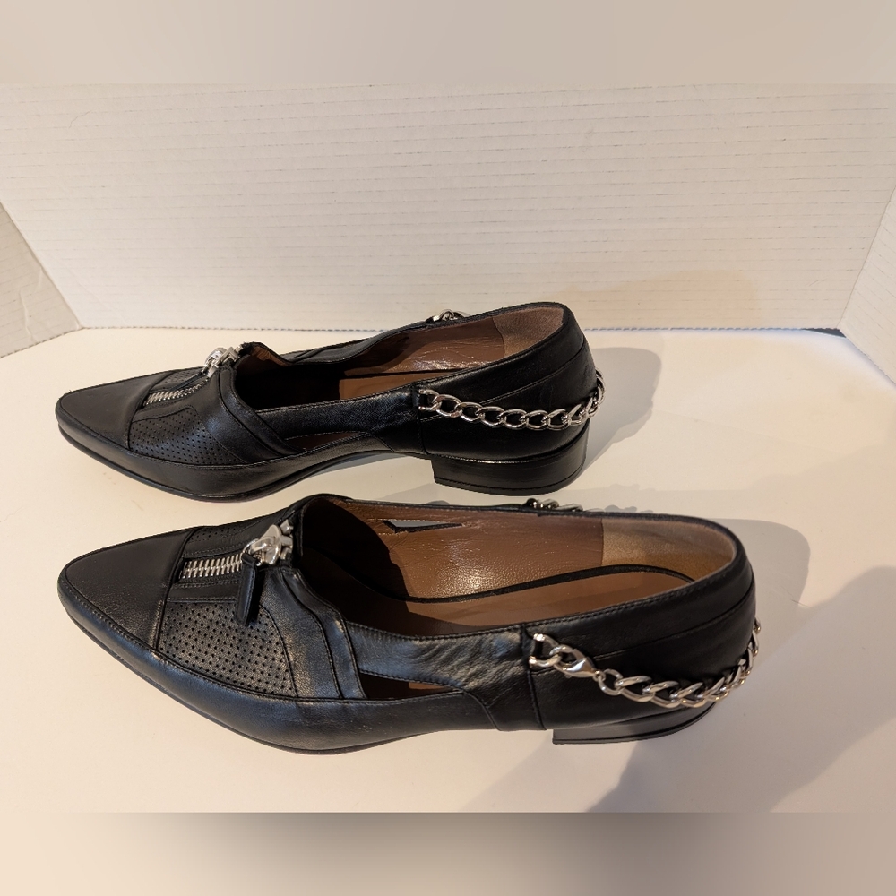 Tabitha Simmons Black Pump w Zipper & Chain Detail. EU Sz.40 Leather Made In Ita - Picture 16 of 16